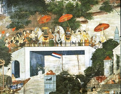 Mnich odvezen do kláštera po jeho vysvěcení (freska) od Thai School