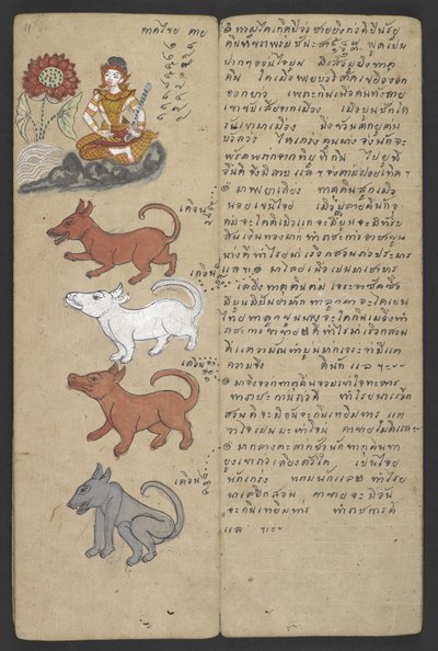 Nebo 16455 f.11r, Zvířata ze zvěrokruhu, z Phrommachatu (pergamen) od Thai School