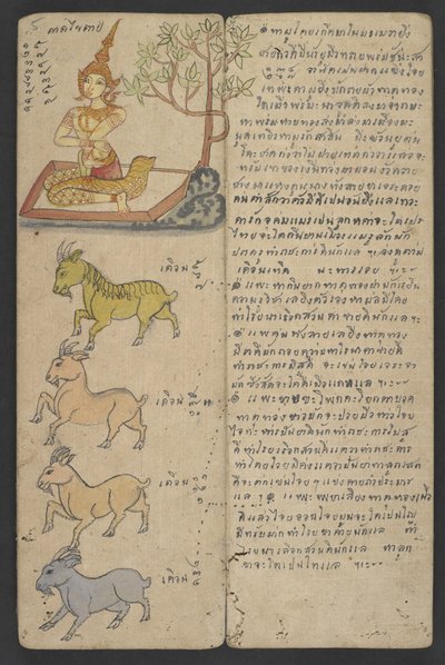 Nebo 16455 f.5r, Zvířata ze zvěrokruhu, z Phrommachatu (pergamen) od Thai School