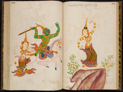 Scéna z thajské verze Vidhura-pandita Jataka. od Thai School