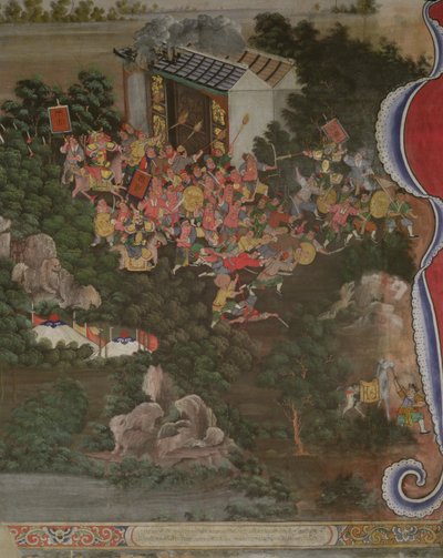 Scéna s čínským vlivem, Sala Geng, Wat Bowonniwet Vihara, Bangkok od Thai School