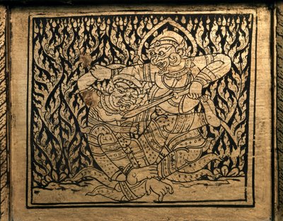 THAI ART: Epizoda z "Rámájany". Knižní skříň, Bangkok Style. od Thai School