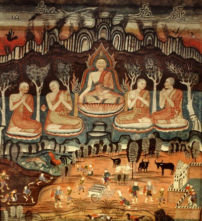 První kázání a Khattana Kuman Jataka, 1867 od Thai School