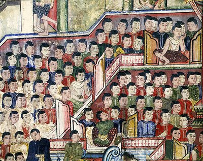 Wiharn Laikarn, epizoda z Jataka Sang Thong (freska) od Thai School
