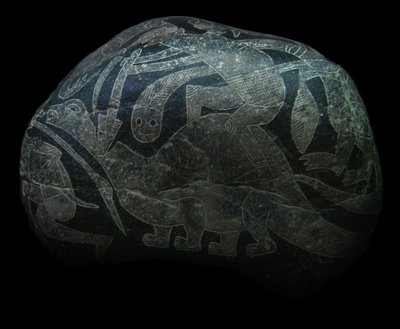 Kámen ica. Muž zabíjející dinosaura. od The Ica stones.