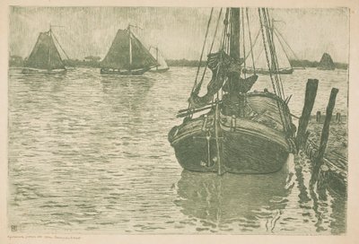 Lodě v dešti od Théo van Rysselberghe