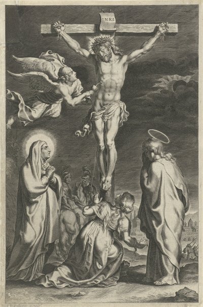 Kristus na kříži Scény ze Starého a Nového zákona (název série) Breviarium romanum (název série) od Theodoor Galle (possibly)