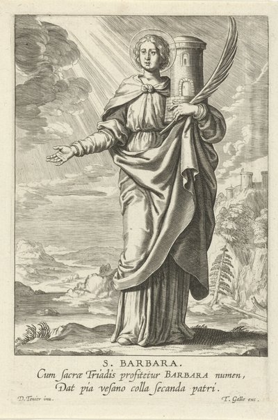 Svatá Barbora sv. Barbora (titul na předmětu) Feminine heiligen (název série) Mirror Illuminated Virgin (název série) od Theodoor Galle