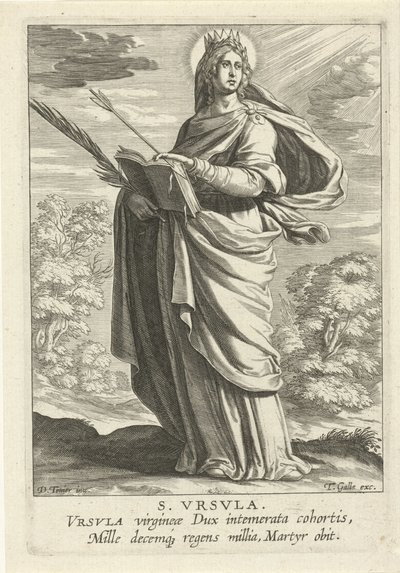 Svatá Uršulo S. Vrsvla (titul na objektu) Feminine heiligen (název série) Mirror Illuminated Virgin (název série) od Theodoor Galle
