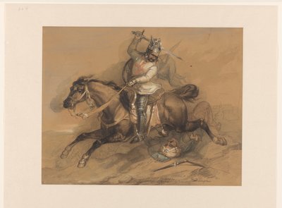 Crusader bije tureckého vojáka od Theodoor Schaepkens