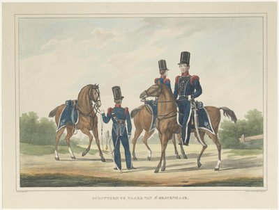 Střelci na koních v Haagu, 1830 Puška na haagském koni (název na předmětu) od Theodoor Soeterik