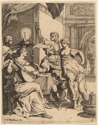 Marnotratník plýtvá svou látkou v krčmě od Theodoor van Thulden after Sir Peter Paul Rubens