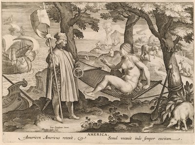 Amerika od Theodor Galle after Jan van der Straet