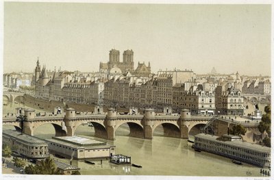 Ile de la Cite a Pont Neuf v Paříži od Theodor Josef Hubert Hoffbauer