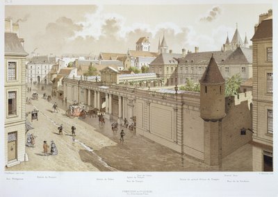Pohled na chrám v roce 1770, ilustrace z „Paris Through The Ages“, 1885 od Theodor Josef Hubert Hoffbauer
