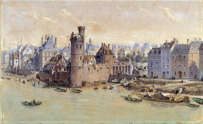 Pohled na věž Nesles v Paříži v 17. století. Akvarel od Theodora Josepha Huberta Hoffbauera (1839-1922) 19. stol. Paříž, Musee Carnavalet od Theodor Josef Hubert Hoffbauer