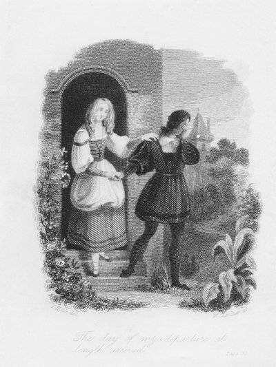 Den mého odchodu konečně nastal, frontispis z knihy "Frankenstein" od Mary Shelleyové (1797-1851), vyryl William Chevalier (1804-66) od Theodor M. von Holst
