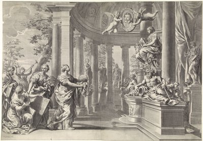 Alegorické zobrazení: chrám moudrosti (Sapienta) od Theodor Matham