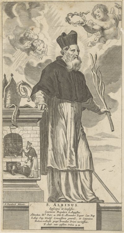H. Albinus van Angers Svatý Albinus. Biskup a vyznavač (titul na předmětu) od Theodor Matham
