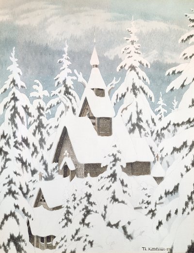 Kostel ve sněhu od Theodor Kittelsen
