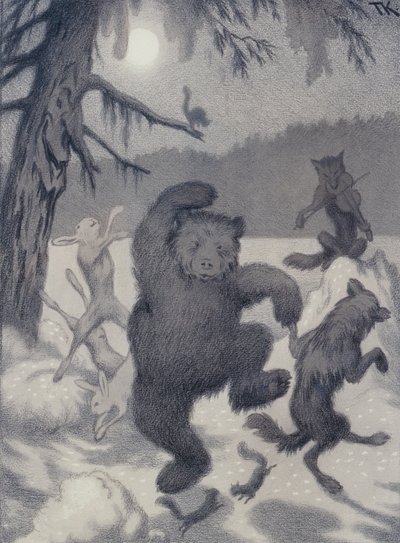Tanec za svitu měsíce, zimní pohádka od Theodor Severin Kittelsen