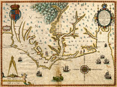Americae Pars, Nunc Virginia... (Mapa Virginie) od Theodor de Bry