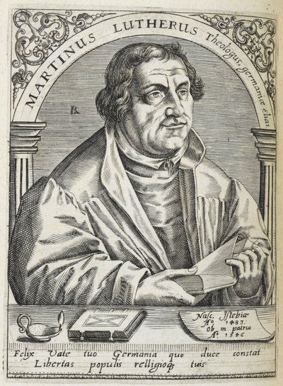 Martin Luther. (1483-1546). Německý náboženský reformátor a zakladatel reformace. Portrét. od Theodor de Bry