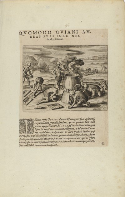 Quomodo Guiani Au-/reas Suas Imagines/Fundere Soleant. (z knihy Americae, část sedmá a osmá) od Theodor de Bry