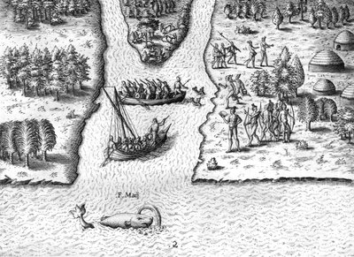 Francouzské plachty na řece May od Theodor de Bry