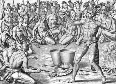 Indiánský obřad Timucua od Theodor de Bry