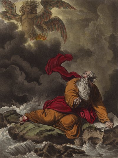 Ezechiel a cherubíni (lept) od Theodore (after) Lane