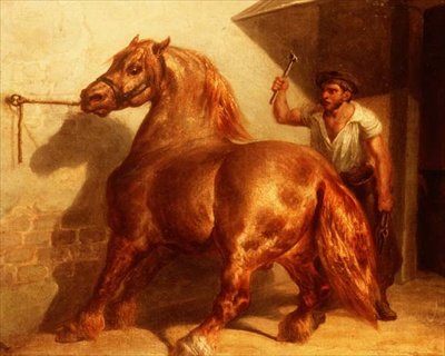 Vozový kůň u kováře od Theodore (attr. to) Gericault