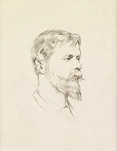Portrét sira Ernesta Waterlowa, profil (pero a inkoust na papíře) od Theodore Blake Wirgman