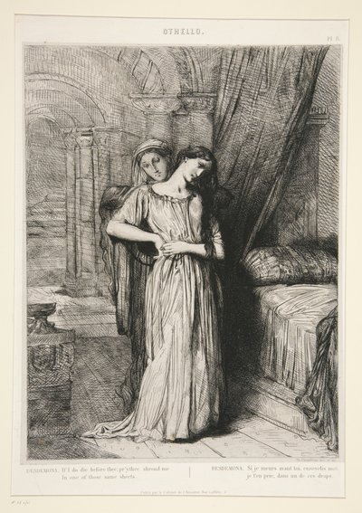 „Desdemona“, tab. 8 z Othella (4. dějství, 3. scéna) od Théodore Chassériau