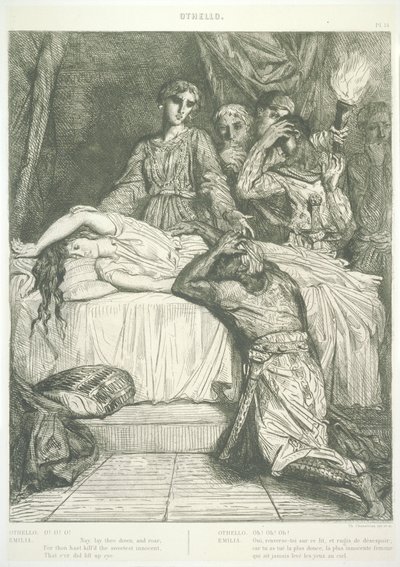 Tabule 14 (Dějství V, scéna II), z Othella: Patnáct leptů od Théodore Chassériau