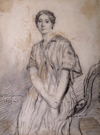 Portrét Alice Ozyové (Julie, Justine Pilloy), herečky (1820-1893) od Théodore Chassériau