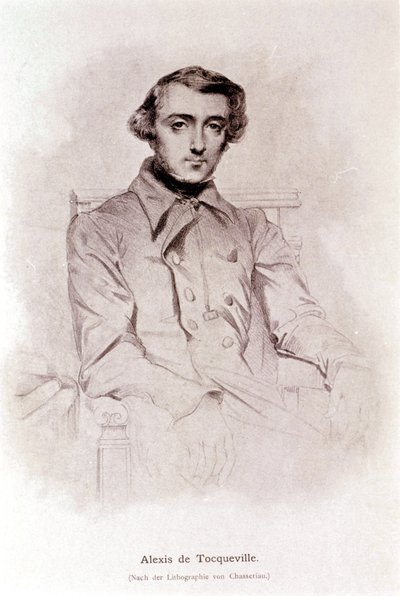 Portrét Alexise de Tocqueville. Litografie z Chasseriau. 19. století. od Théodore Chassériau