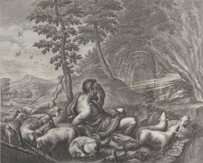 Jakub hlídající Labanovo stádo, 1613-24. od Theodore Cruger
