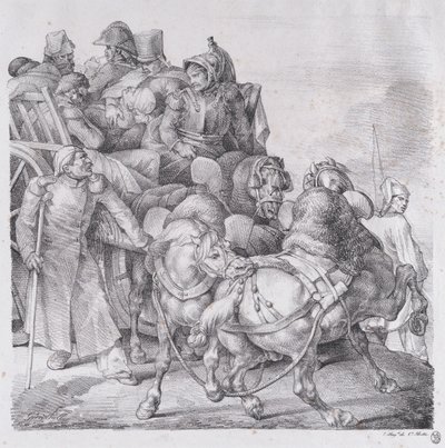 Vozík naložený zraněnými vojáky od Theodore Gericault