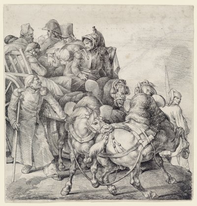 Vůz naložený zraněnými vojáky (A Wagon Full of Wounded Soldiers) od Theodore Gericault