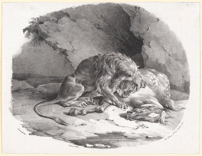 Kůň požíraný lvem (A Horse Being Devoured by a Lion) od Theodore Gericault