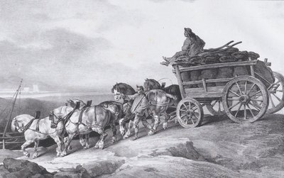 Uhelný vůz [sic.] tažený koňmi, 1822. od Theodore Gericault