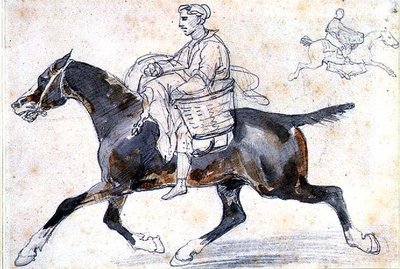 Anglický řezník na koni (tužka a akvarel) od Theodore Gericault