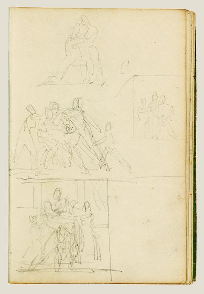Čtyři kompoziční studie pro skupinu postav od Theodore Gericault