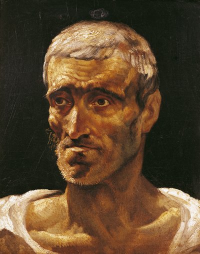 Hlava trosečníka, studium na voru Medúzy, 1817-19 od Theodore Gericault