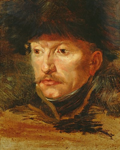 Hlava jezdce (portrét poručíka Dieudonna), kolem roku 1812 od Theodore Gericault