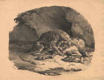 Kůň sežraný lvem od Theodore Gericault