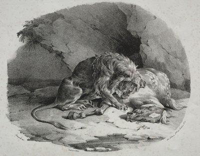 Kůň pohlcený lvem, 1823. od Theodore Gericault