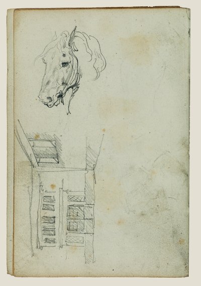 Hlava koně, pohled na nádvoří od Theodore Gericault