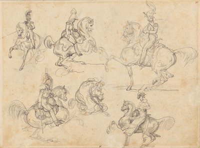 Koně a jezdci (recto); Koně (verso) od Theodore Gericault